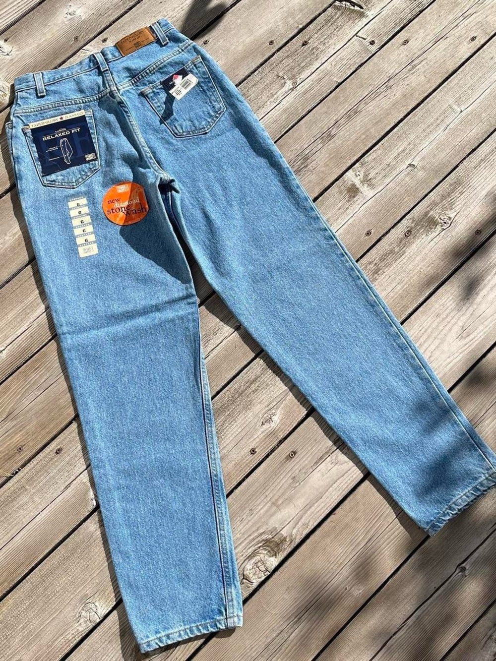 Faded Glory Blue Relaxed Fit Diamond Stone Wash Jeans